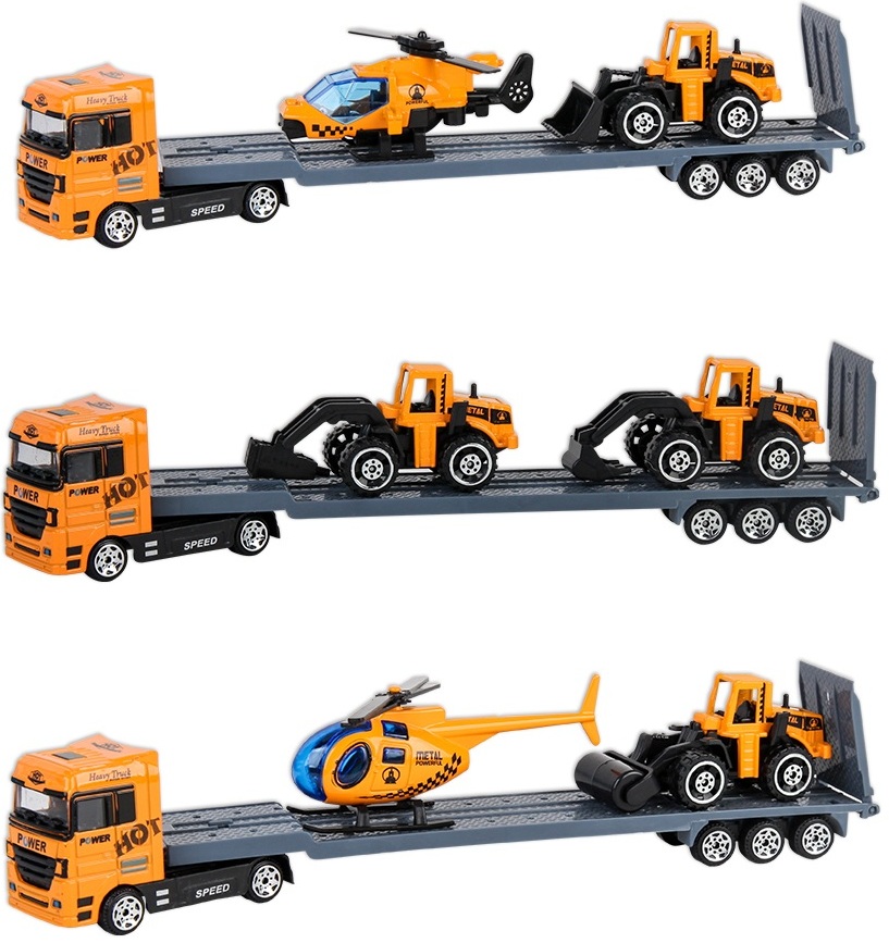 Метален Камион Автовоз в 3 Модела със Строителни машини